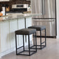 PHI VILLA 24'' Backless PU Leather Bar Stools for Kitchen Island with Sturdy Metal Frame