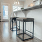 PHI VILLA 24'' Backless PU Leather Bar Stools for Kitchen Island with Sturdy Metal Frame