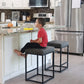 PHI VILLA 24'' Backless PU Leather Bar Stools for Kitchen Island with Sturdy Metal Frame