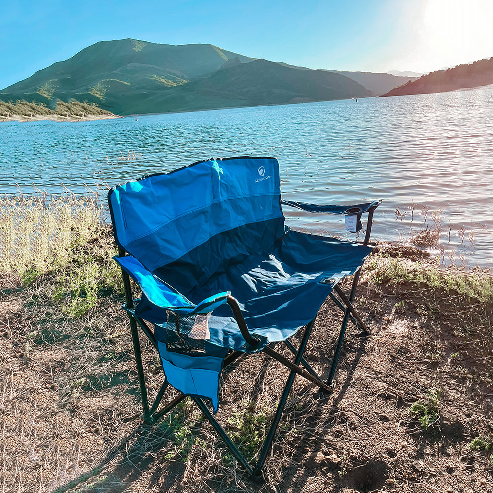 ALPHA CAMP Double Camping Chair With Two Cup Holder