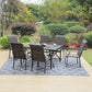 6 Seater Patio Set Metal Table and Outdoor Wicker Dining Chairs