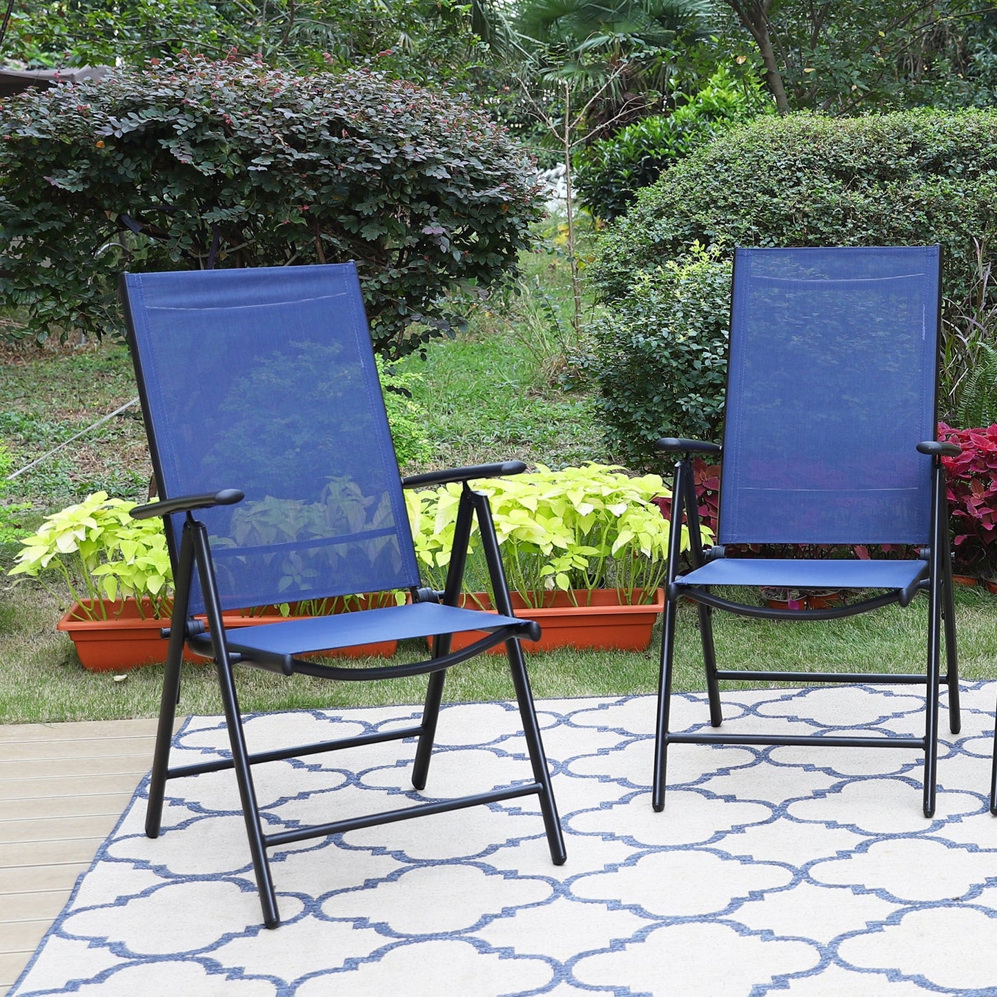 Reclining Garden Chairs Outdoor Folding Chairs Set of 2