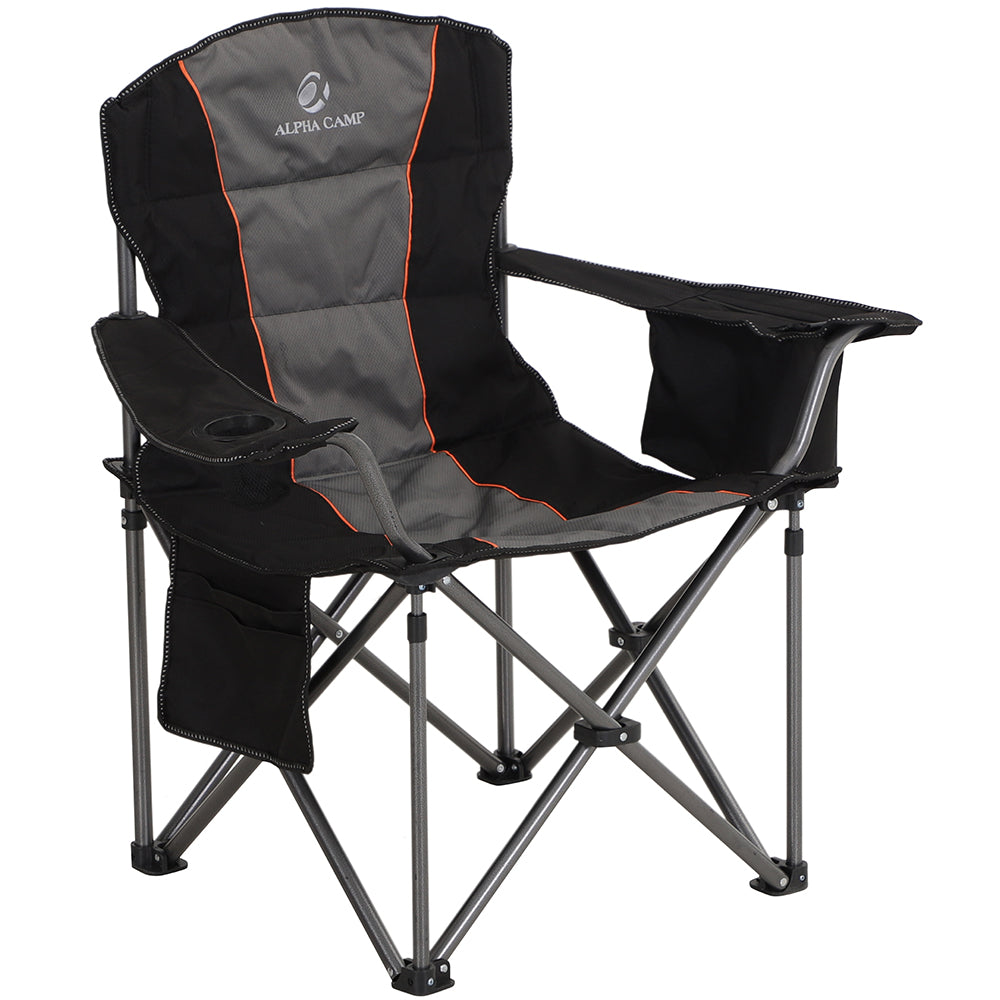 ALPHA CAMP Oversized Portable Folding Camping Chair with Cooler Bag, 200 kg Weight Capacity