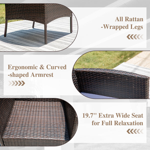Garden Dining Set 4 Seater Wood-like Table And Rattan Chairs