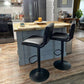 PHI VILLA Swivel Bar Stools With Backs PU Leather Adjustable Bar Stools Set of 2