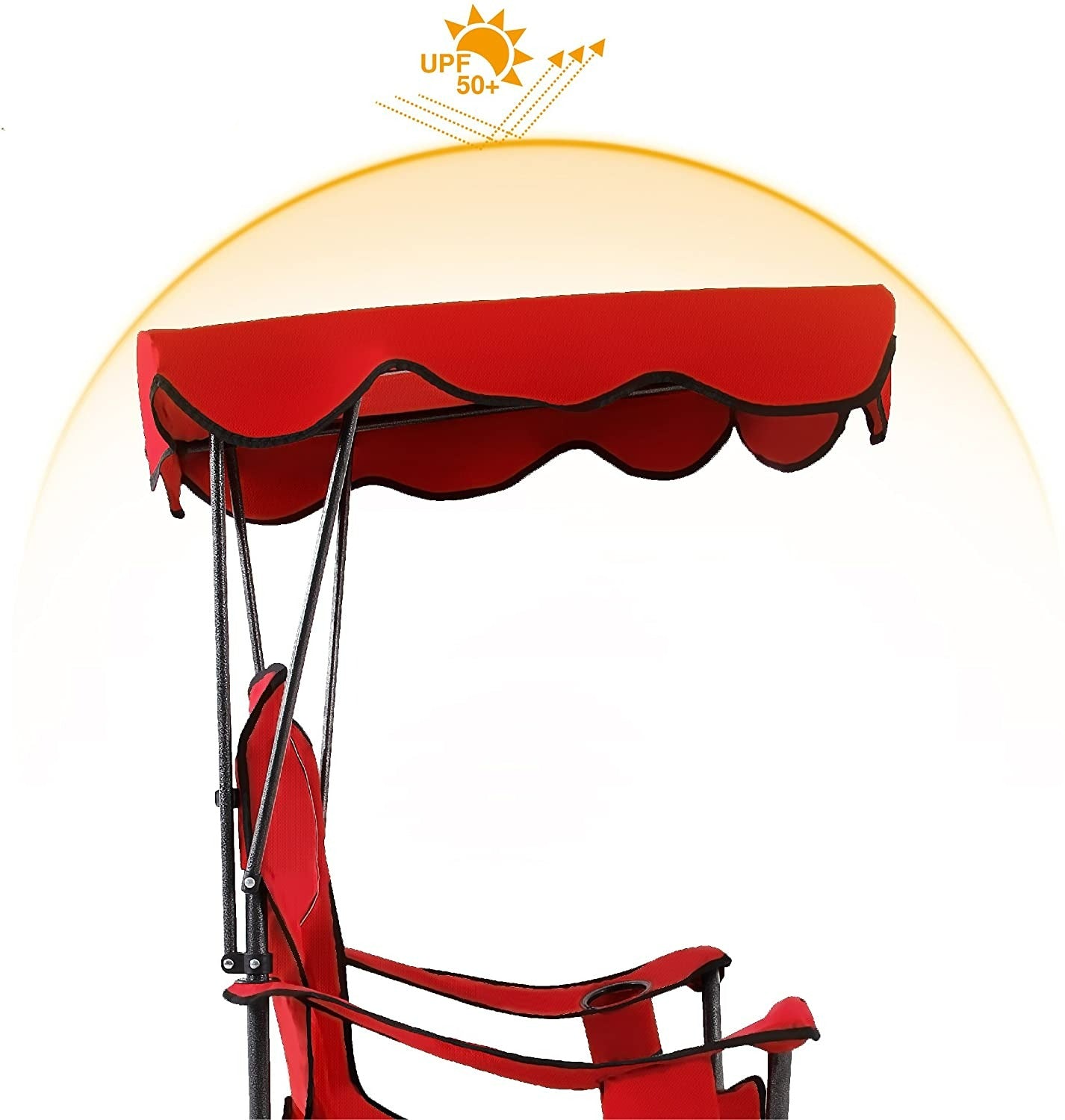ALPHA CAMP Folding Shade Canopy Camping Chair with Cup Holder Support 150 kg