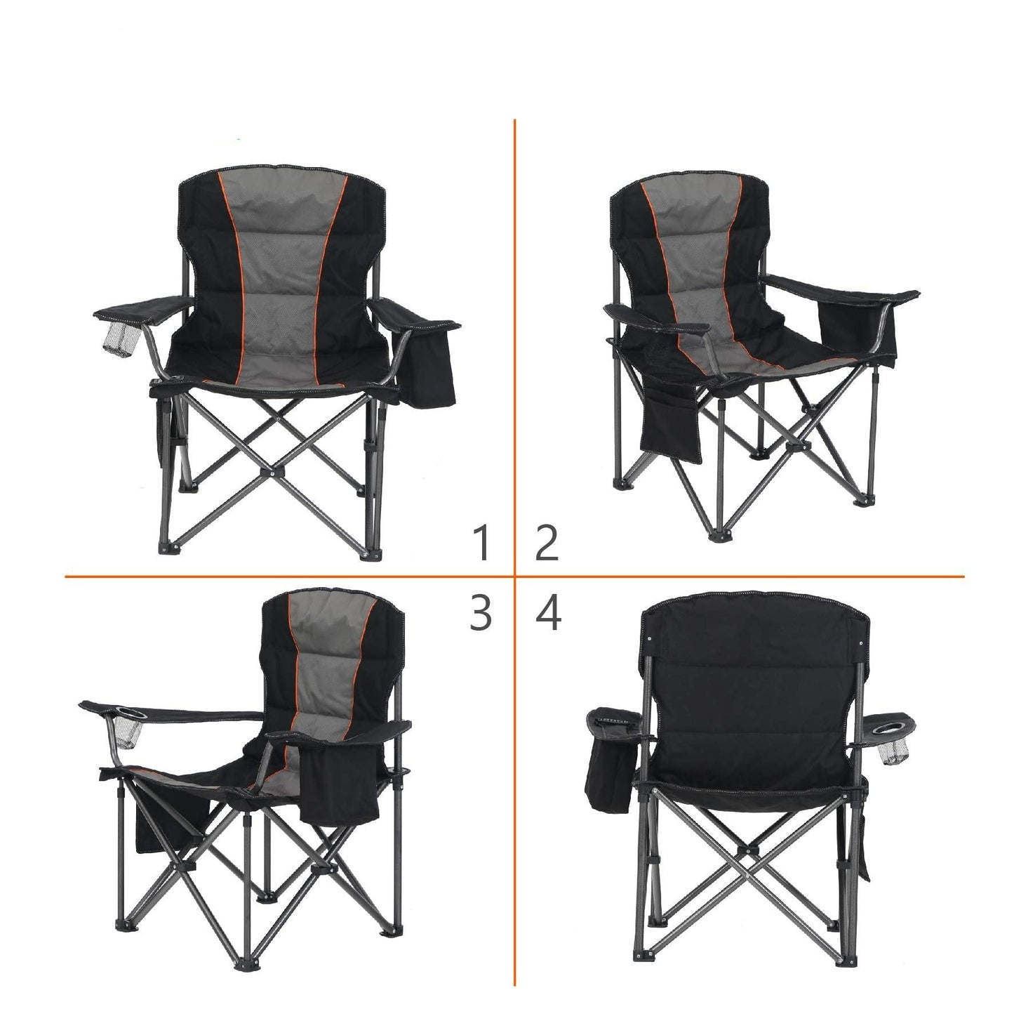 ALPHA CAMP Oversized Portable Folding Camping Chair with Cooler Bag, 200 kg Weight Capacity