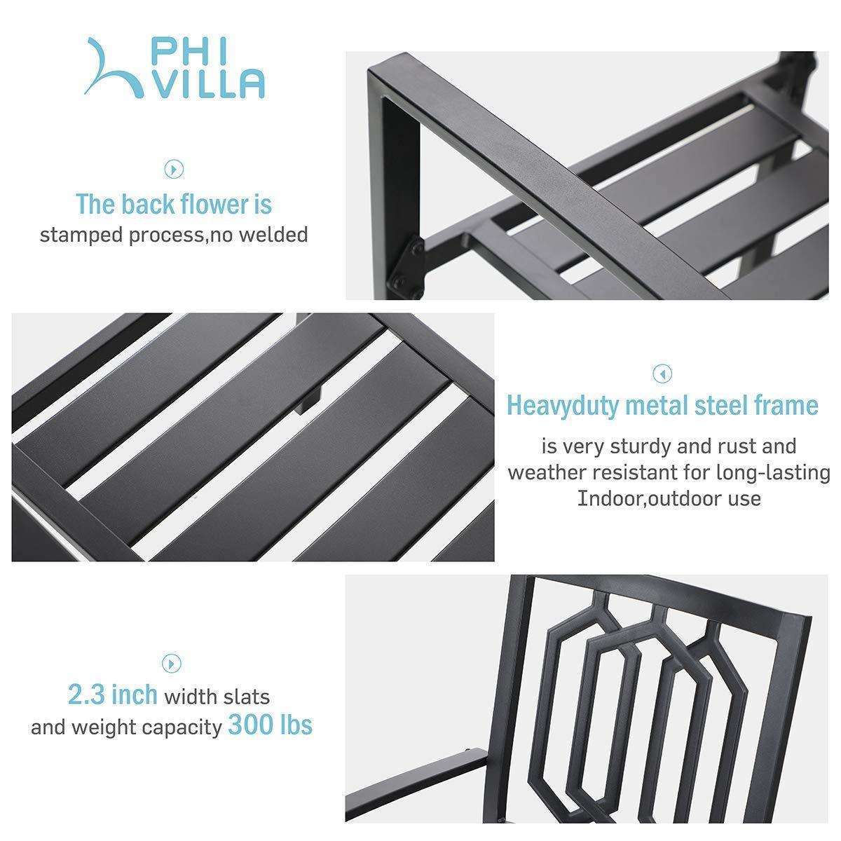 PHI VILLA Outdoor Dining Sets 4 Seater Metal Garden Table and Chairs Set