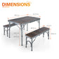 ALPHA CAMP 3PC Folding Camping Table And Chairs Benches Set