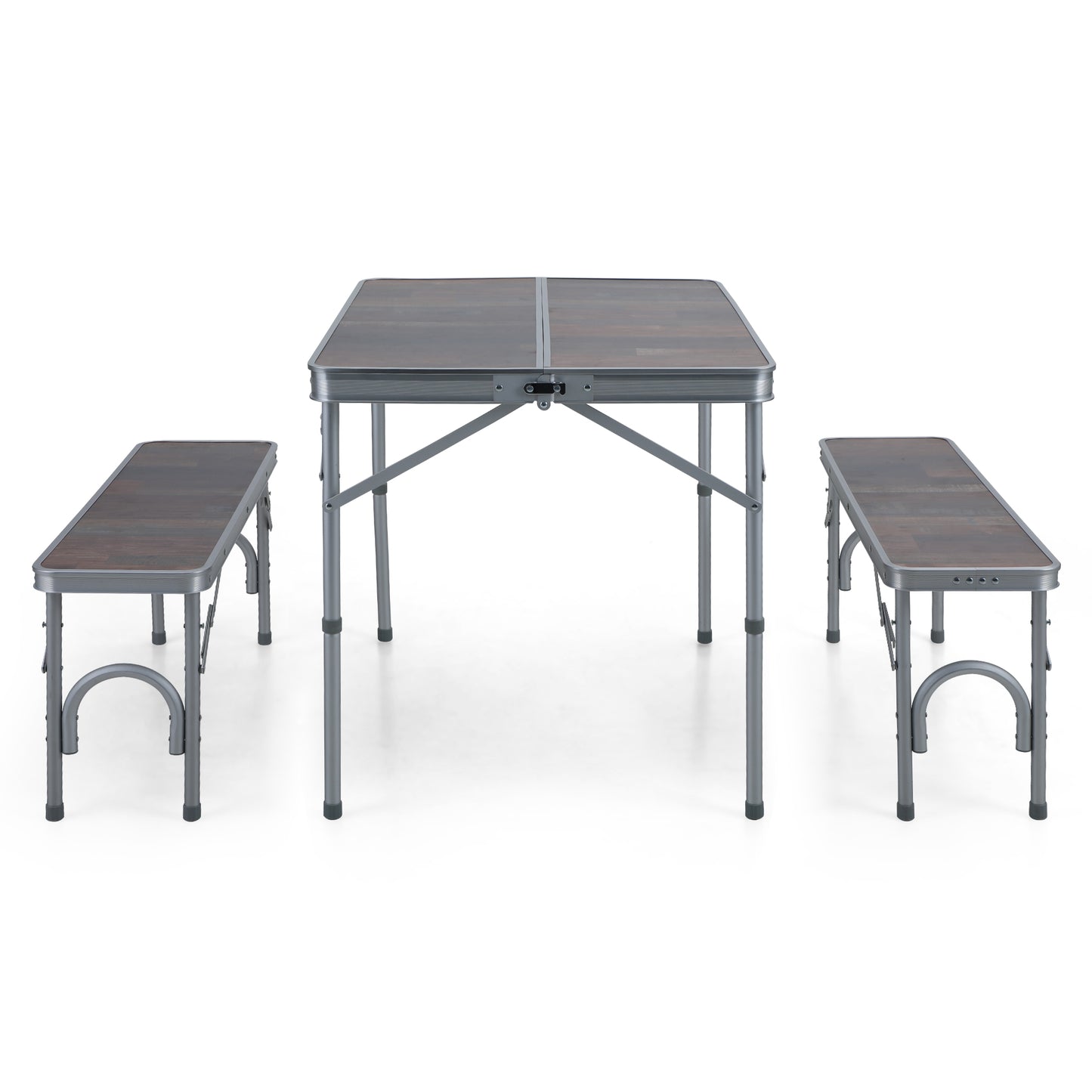 ALPHA CAMP 3PC Folding Camping Table And Chairs Benches Set