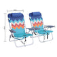 ALPHA CAMP Folding Beach Chairs Reclining Sun Lounger With Cooler Bag Set of 2