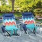 ALPHA CAMP Folding Beach Chairs Reclining Sun Lounger With Cooler Bag Set of 2