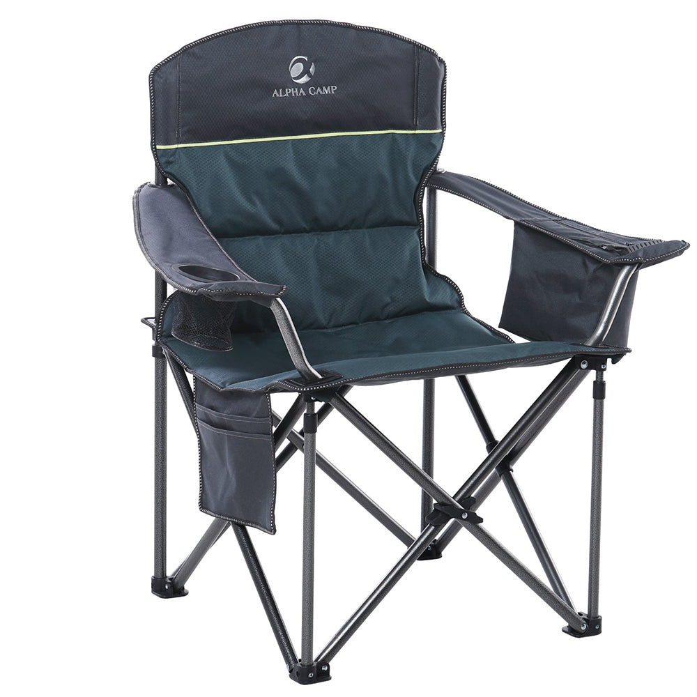 ALPHA CAMP Oversized Camp Folding Chairs Padded Camping Chair With Cup Holder