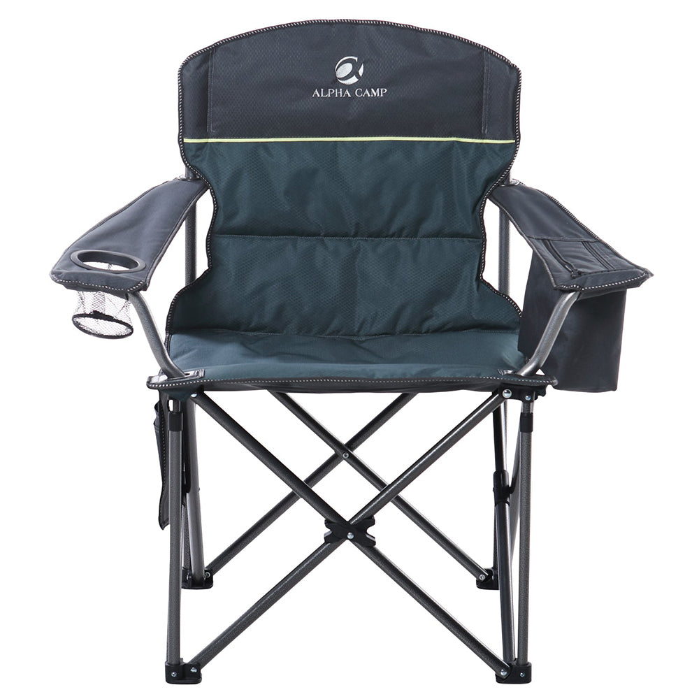 ALPHA CAMP Oversized Camp Folding Chairs Padded Camping Chair With Cup Holder