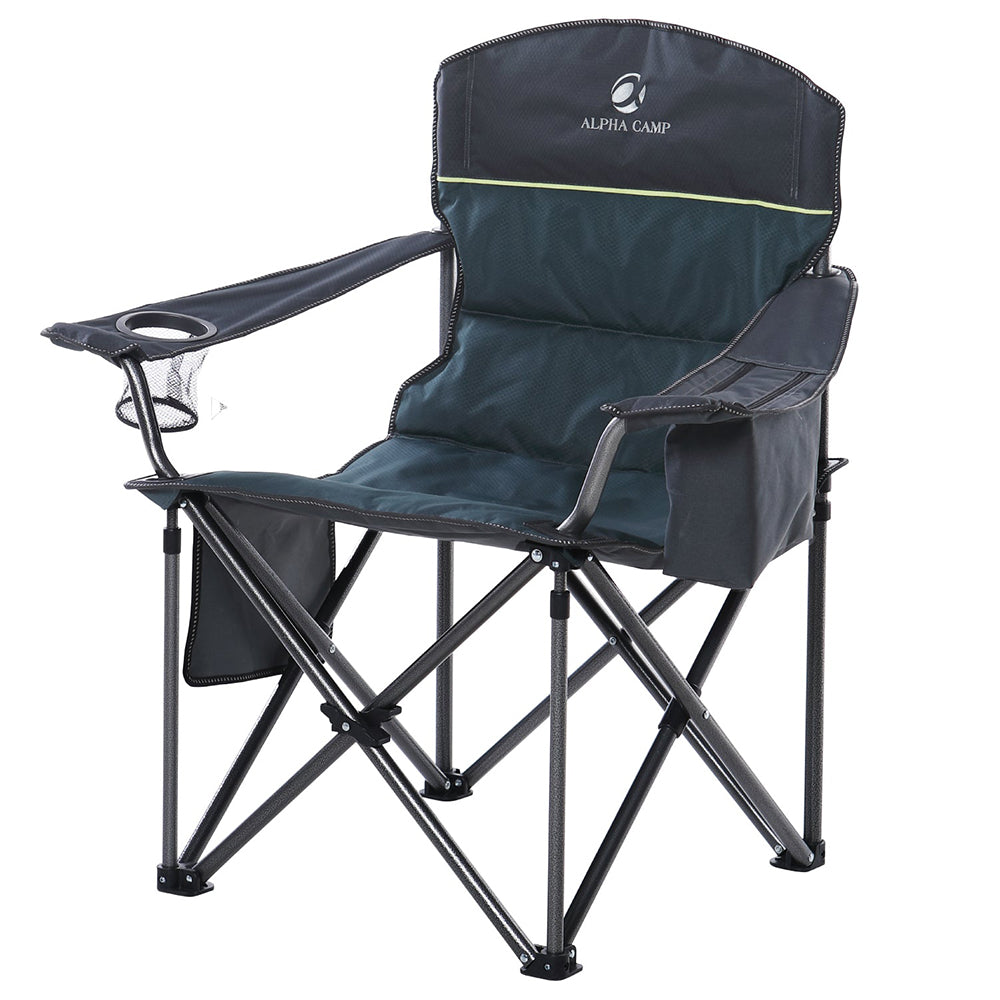 ALPHA CAMP Oversized Camp Folding Chairs Padded Camping Chair With Cup Holder