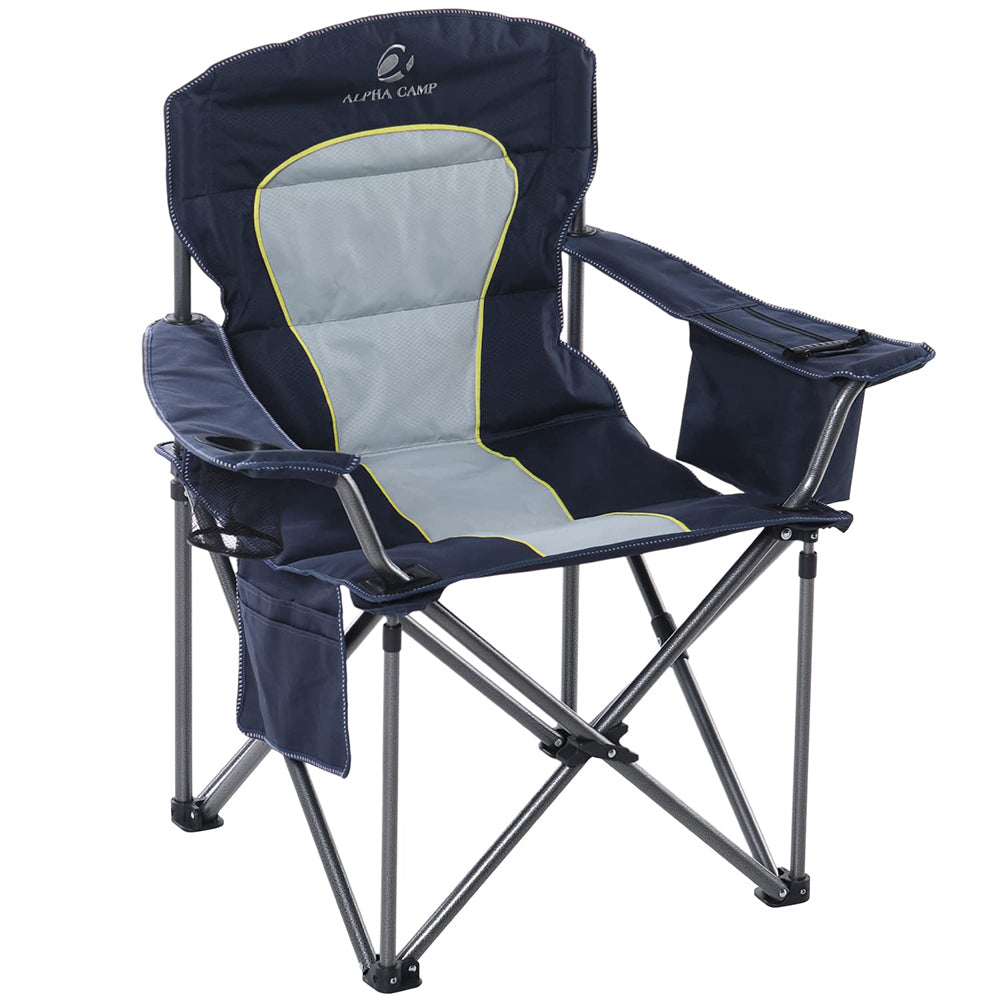 ALPHA CAMP Oversized Camp Folding Chairs Padded Camping Chair With Cup Holder