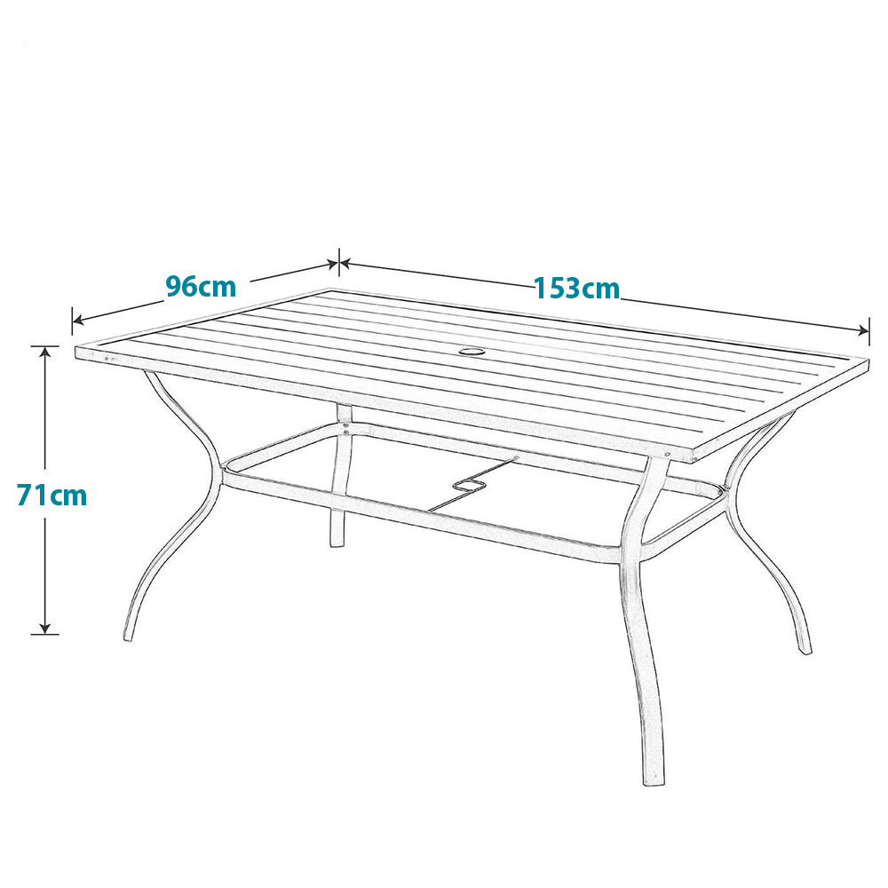 6 Seater Patio Set Metal Garden Table and Textilene Garden Chairs