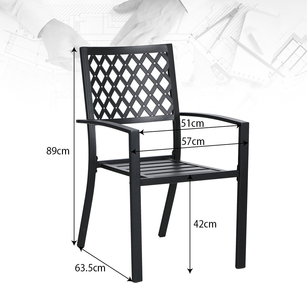 Metal Stackable Garden Chairs Outdoor Set of 2