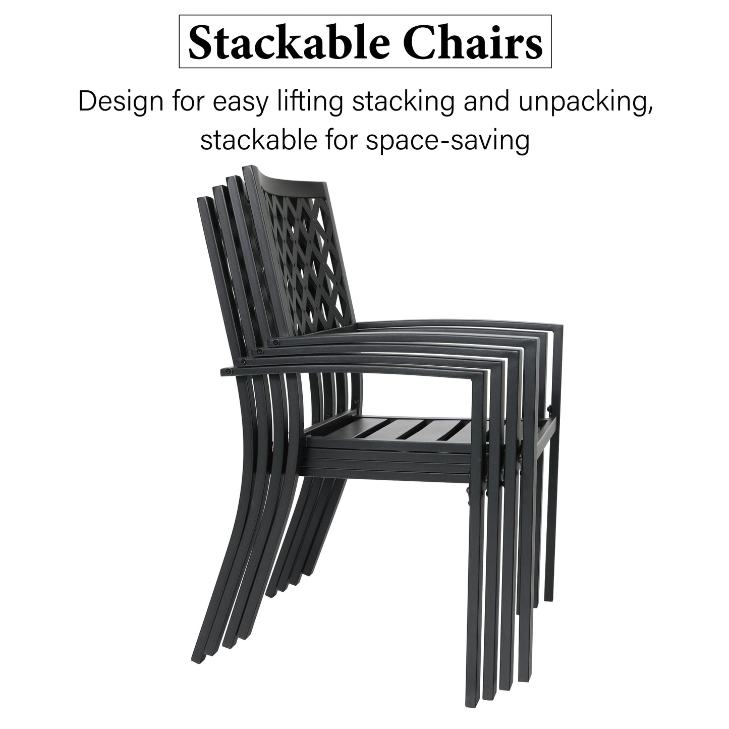 Metal Stackable Garden Chairs Outdoor Set of 2