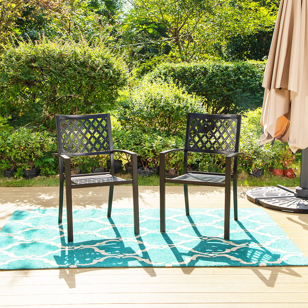 Metal Stackable Garden Chairs Outdoor Set of 2