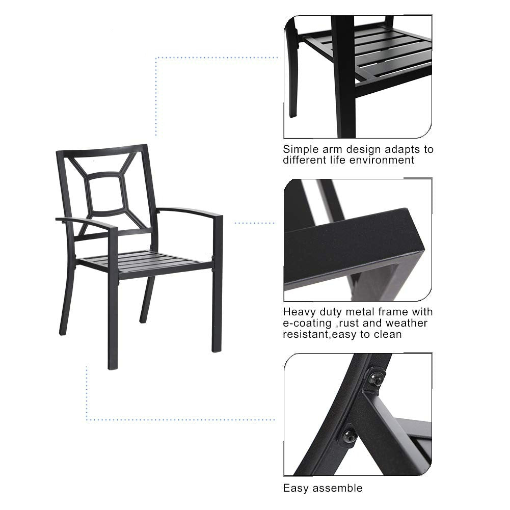 Metal Stackable Garden Chairs Outdoor Set of 2