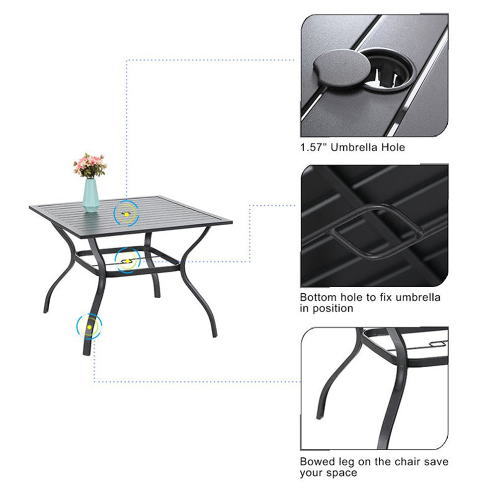 Garden Dining Set 4 Seater Metal Garden Table and Chairs