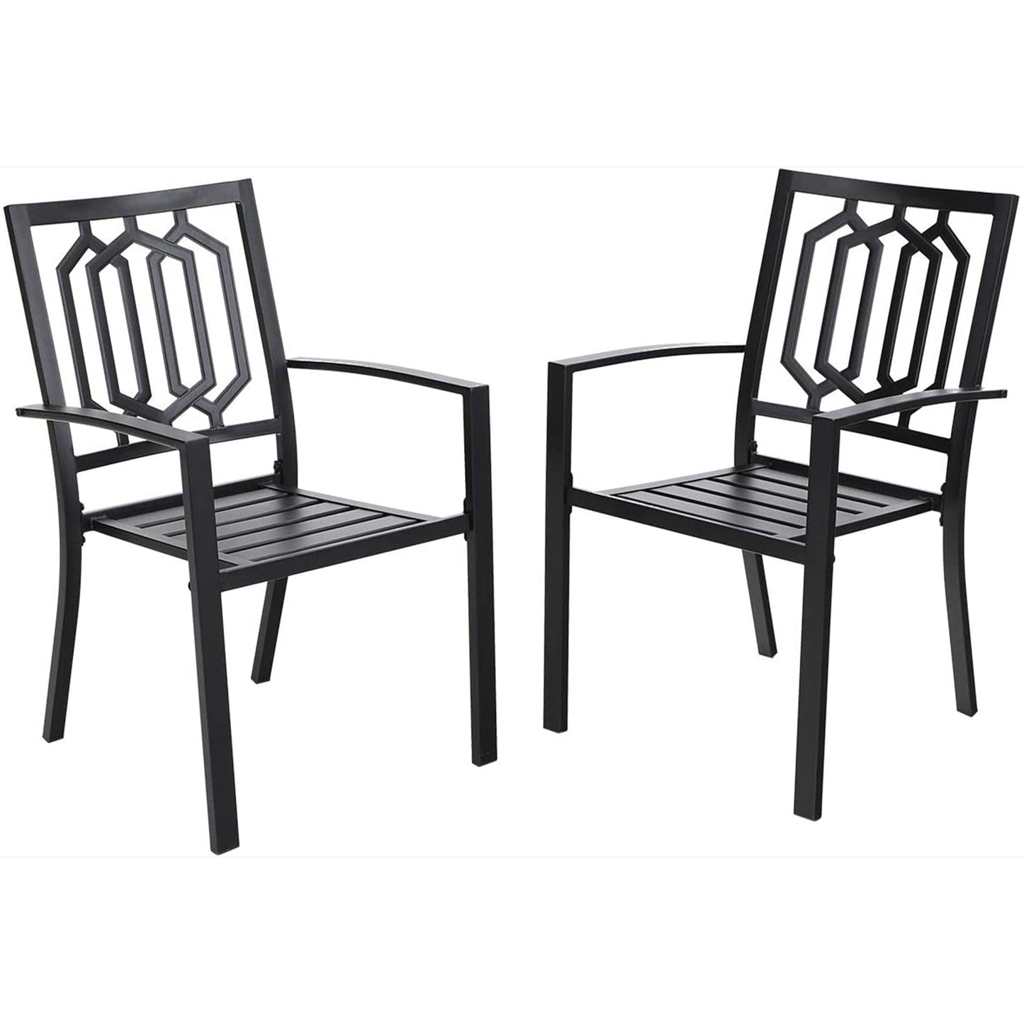 Metal Stackable Garden Chairs Outdoor Set of 2