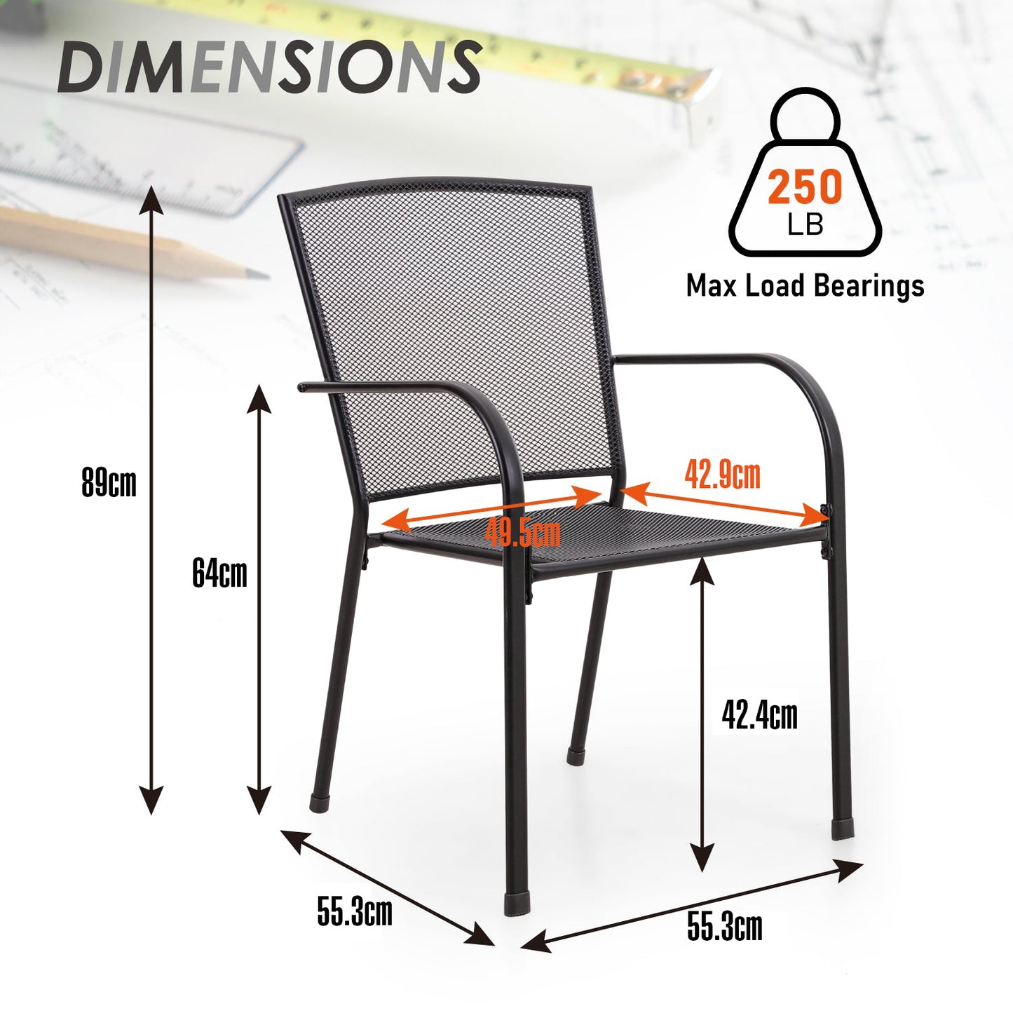 Garden Dining Set 4 Seater Metal Garden Table and Chairs