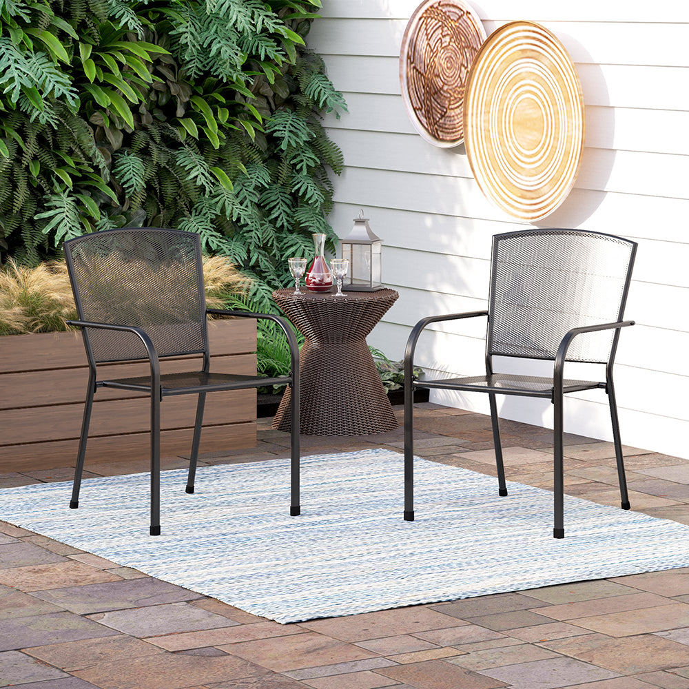 PHIVILLA Rectangle Patio Table and 6 Stackable Chairs 7-Piece Metal Outdoor Patio Dining Sets