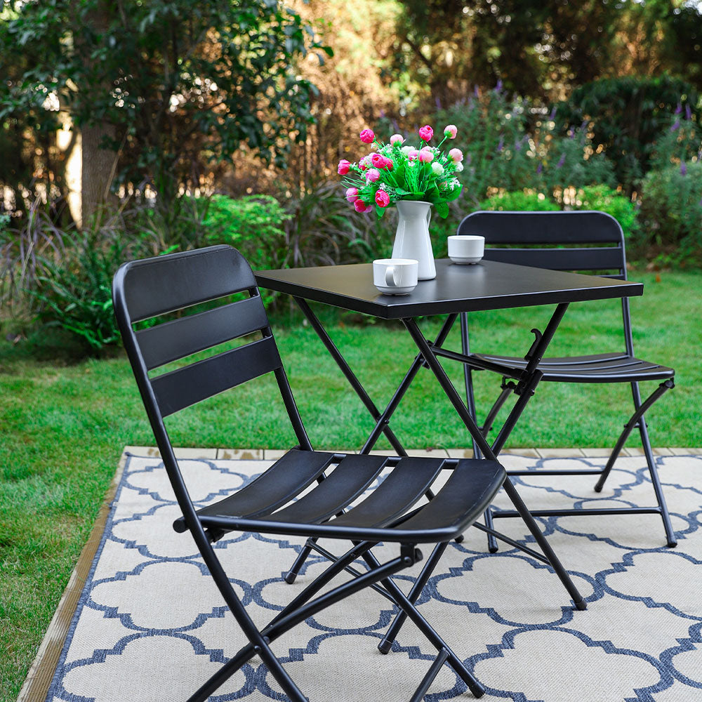 60CM Black Metal Side Table Folding Garden Bistro Sets