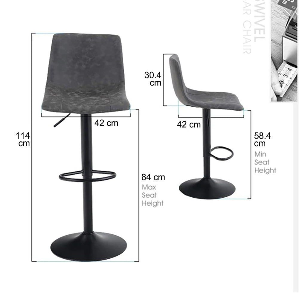 PHI VILLA Adjustable Faux Leather Bar Stools With Backs Set Of 2