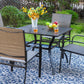 PHI VILLA Garden Dining Set 4 Seater Metal Table And Textilene Chair