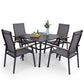 PHI VILLA Garden Dining Set 4 Seater Patio Table and Textilene Garden Chairs