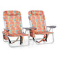 ALPHA CAMP Folding Beach Chairs Reclining Sun Lounger With Cooler Bag Set of 2
