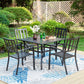 PHI VILLA Garden Dining Set 4 Seater Outdoor Dining Table And Stackable Garden Chairs