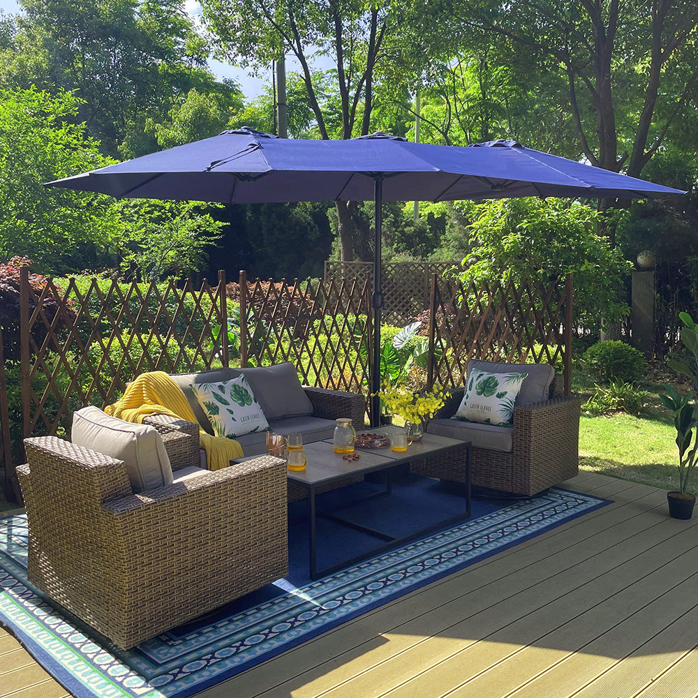 PHI VILLA 4.6m Double-Sided Extra Large Patio Twin Umbrella (Base Included)
