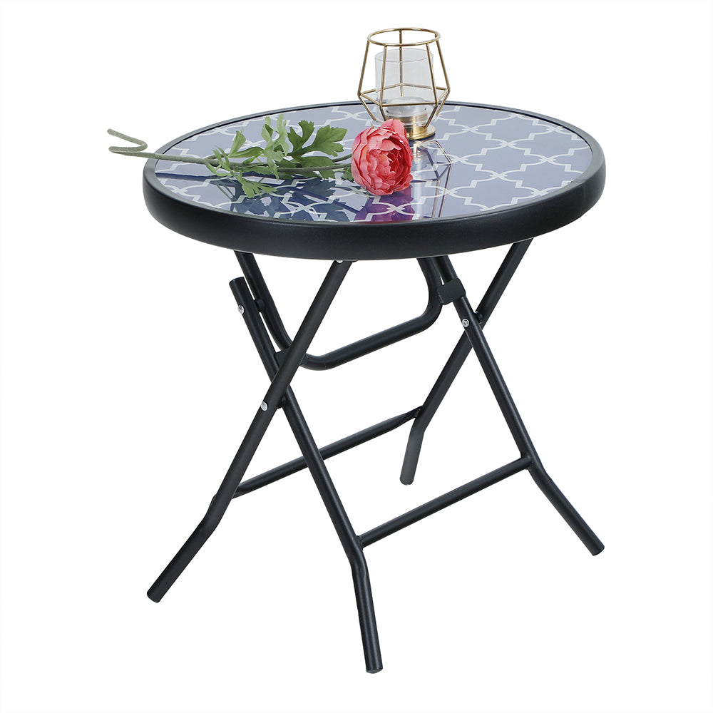 45cm Glass Round Side Table Outdoor Bistro Table