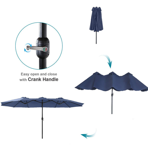 PHI VILLA 4m Large Double-Sided Outdoor Patio Umbrella