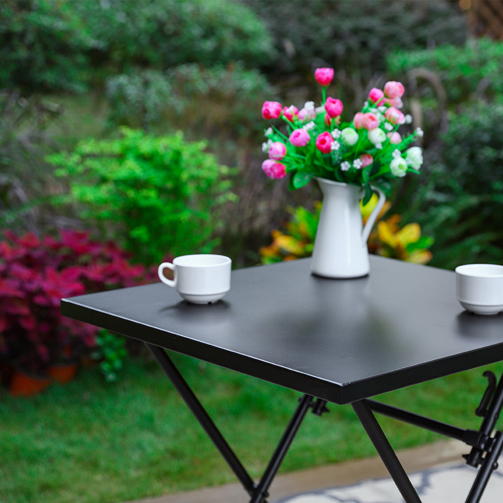 60CM Black Metal Side Table Folding Garden Bistro Sets