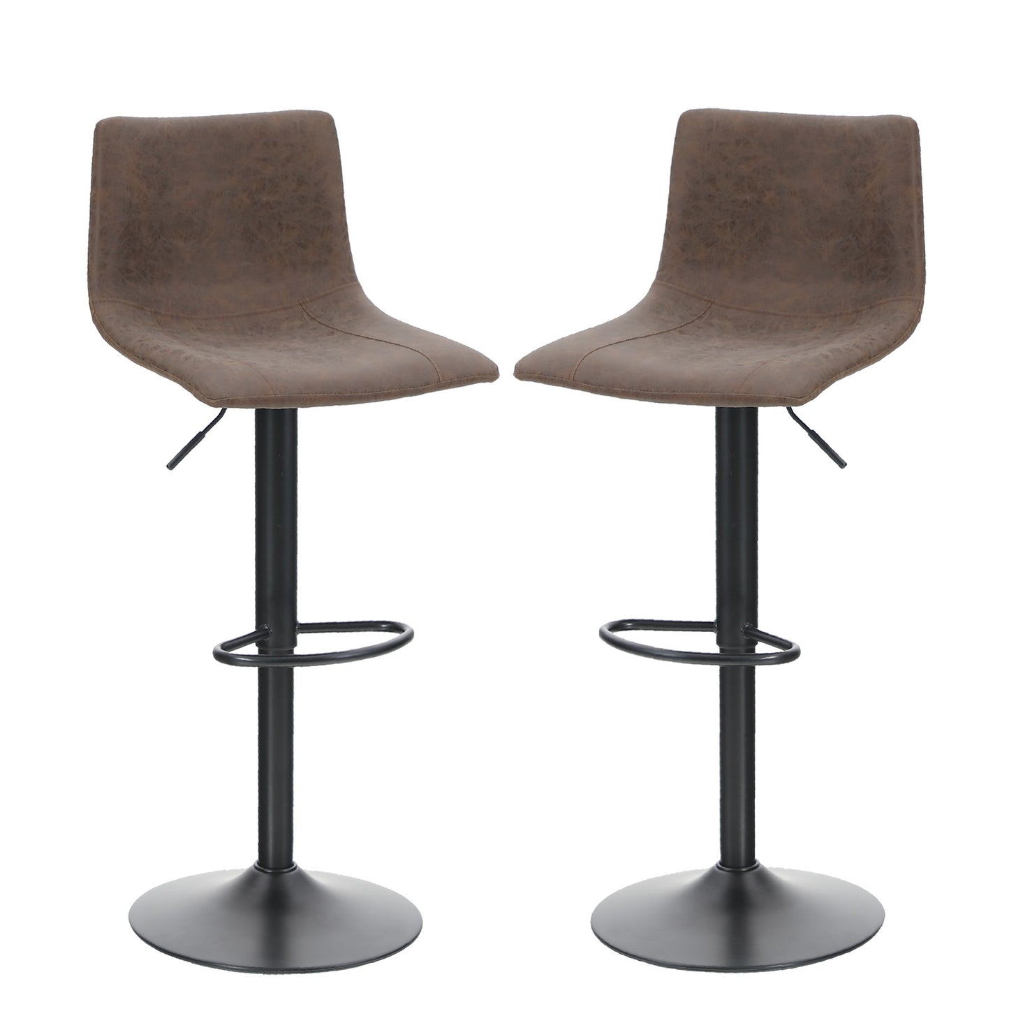 PHI VILLA Adjustable Faux Leather Bar Stools With Backs Set Of 2