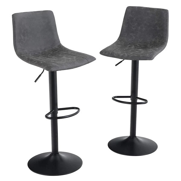 PHI VILLA Adjustable Faux Leather Bar Stools With Backs Set Of 2