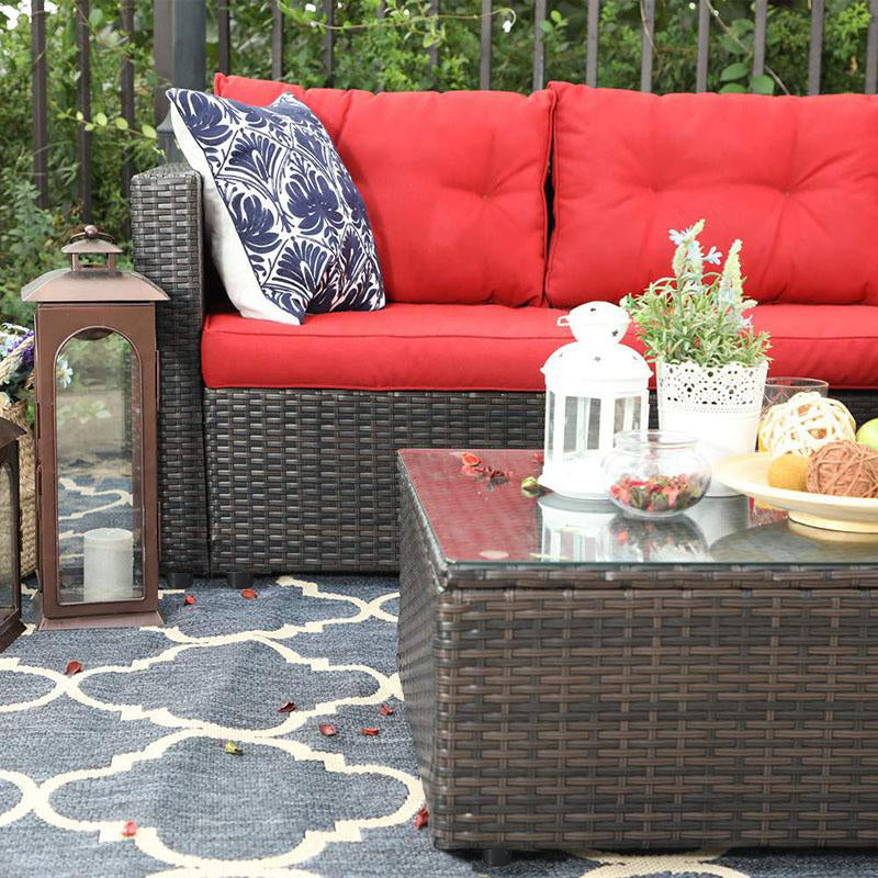 PHI VILLA L Shaped Rattan Garden Corner Sofa Set