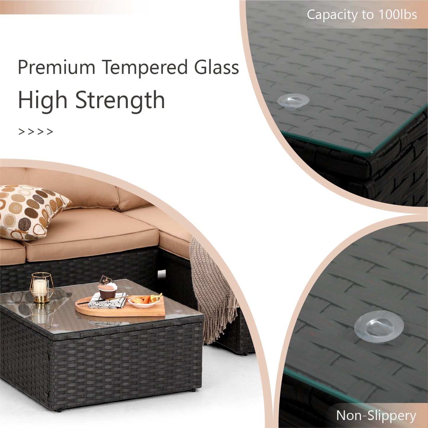 PHI VILLA L Shaped Rattan Garden Corner Sofa Set