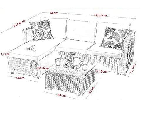 PHI VILLA L Shaped Rattan Garden Corner Sofa Set