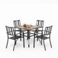 PHI VILLA Outdoor Dining Sets 4 Seater Metal Garden Table and Chairs