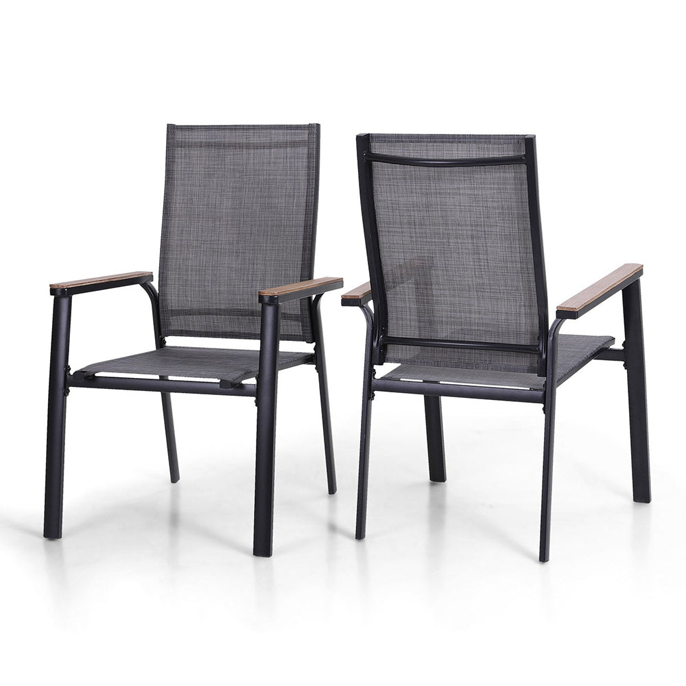 6 Seater Patio Set Metal Garden Table and Textilene Garden Chairs