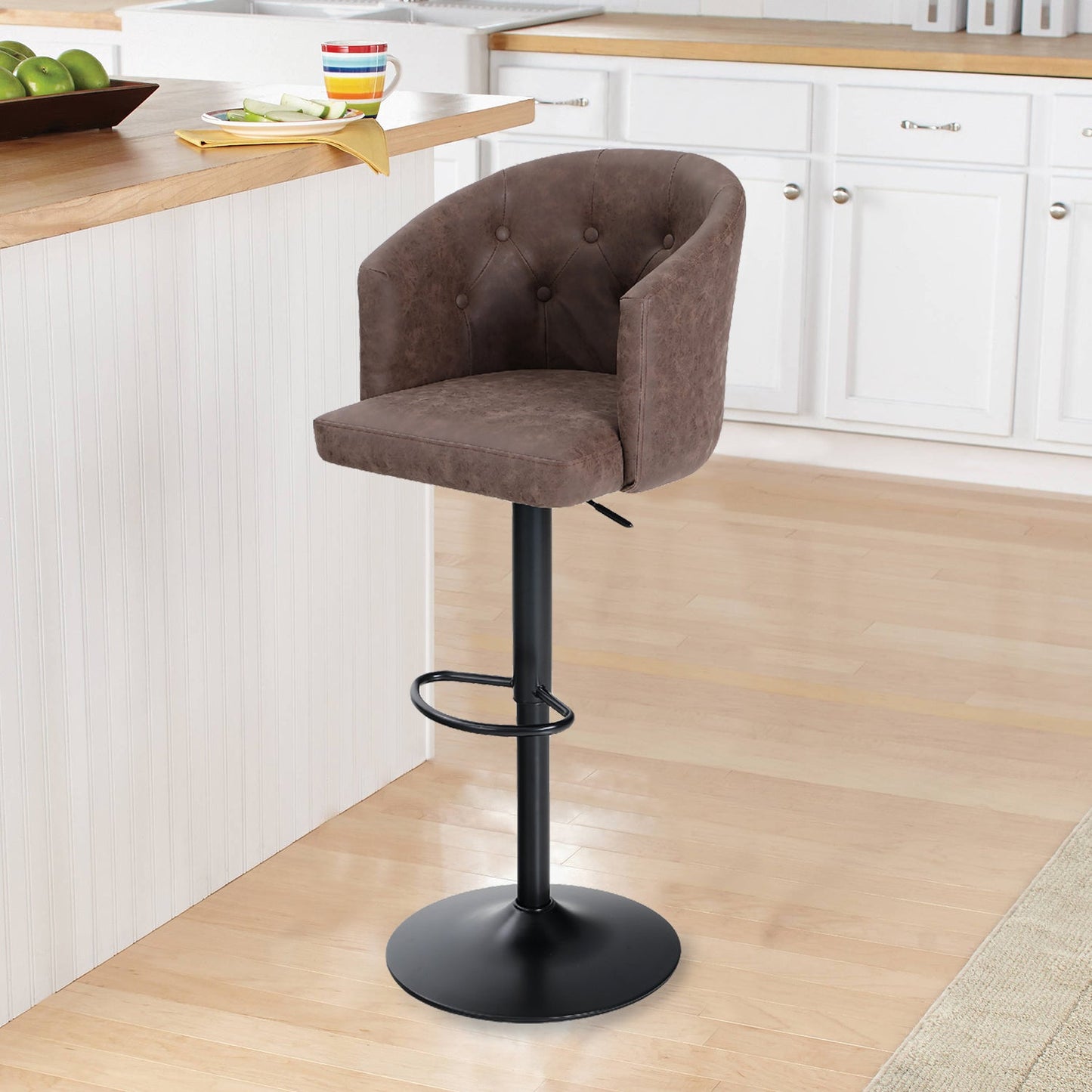 PHI VILLA Swivel Bar Stool Adjustable Bar Stools With Backrest And Arms