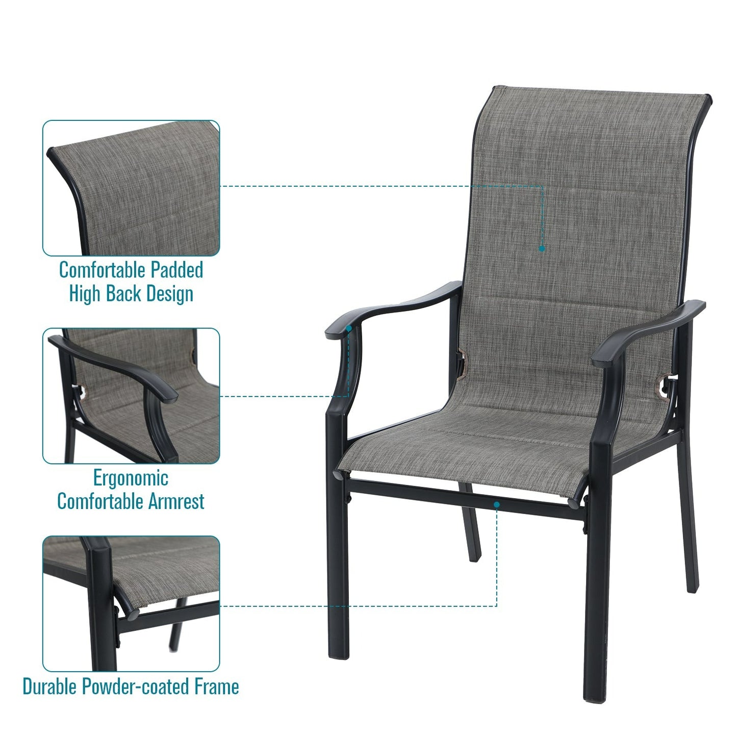 Patio Outdoor Dining Chairs Set of 2