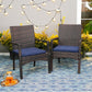 Garden Dining Set 4 Seater Wood-like Table And Rattan Chairs