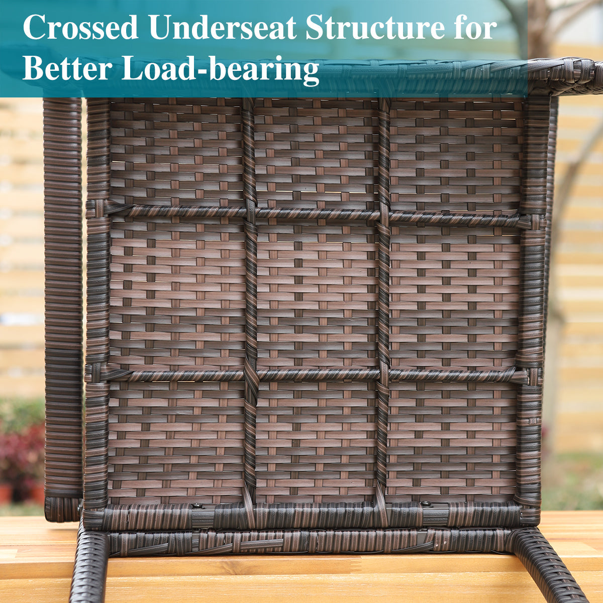 Garden Dining Set 4 Seater Wood-like Table And Rattan Chairs
